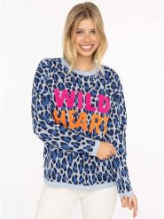 Zwillingsherz Sweter "Wild Heart" w kolorze niebieskim rozmiar: L/XL. Niebieskie swetry klasyczne damskie Zwillingsherz, l, ze splotem, bez kołnierzyka. Za 208.83 zł.