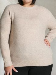 Sweter basic z domieszką wełny - beżowy. Brązowe swetry klasyczne damskie Sinsay, xl, z wełny, bez kołnierzyka. Za 49.99 zł.