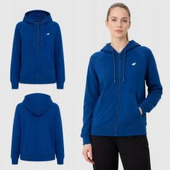 BLUZA DAMSKA 4F DRESOWA ROZPINANA Z KAPTUREM BASIC KOLOR ZIELONY. Zielone bluzy sportowe damskie 4f, l, bez wzorów, z bawełny, bez ramiączek, z kapturem. Za 109.00 zł.