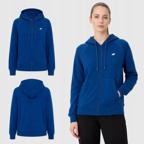 BLUZA DAMSKA 4F DRESOWA ROZPINANA Z KAPTUREM BASIC KOLOR ZIELONY. Zielone bluzy sportowe damskie 4f, l, bez wzorów, z bawełny, z kapturem. Za 109.00 zł.