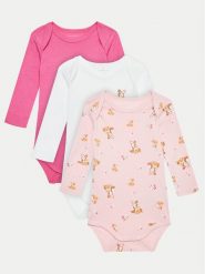 NAME IT Komplet 3 par body dziecięcych 13232731 Różowy. Czerwone body niemowlęce Name it, bez wzorów, z bawełny, bez ramiączek. Za 89.99 zł.