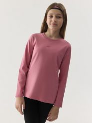 4F Longsleeve regular gładki dziewczęcy - różowy 122 (6-7 lat). Czerwone koszulki dziewczęce 4f, bez wzorów, z bawełny, bez ramiączek. W wyprzedaży za 29.99 zł.