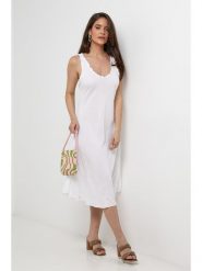 Le Monde du Lin Lniana sukienka w kolorze białym rozmiar: 38/40. Białe sukienki damskie Le Monde du Lin, na co dzień, bez wzorów, ze lnu, bez kołnierzyka, bez ramiączek, midi, proste. Za 152.99 zł.