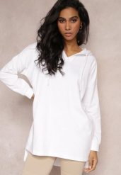 Biała Asymetryczna Bluza z Kapturem Oversize Kavita. Białe bluzy z kapturem damskie Renee, xs. Za 34.99 zł.