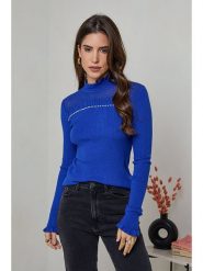 Soft Cashmere Sweter w kolorze niebieskim rozmiar: 38/40. Niebieskie golfy damskie Soft Cashmere, bez wzorów, z kaszmiru, bez ramiączek. Za 106.13 zł.