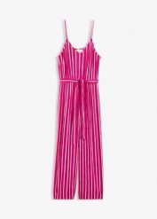 Kombinezon ze strukturalnej wiskozy. Czerwone kombinezony damskie bonprix, na lato, bez wzorów, z wiskozy, bez kołnierzyka, bez ramiączek. Za 149.99 zł.