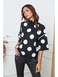 So Cachemire Sweter "Fuzia" w kolorze czarno-białym rozmiar: L. Czarne golfy damskie So Cachemire, l, bez wzorów, ze splotem, bez ramiączek. Za 195.77 zł.