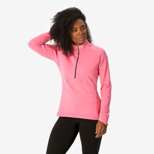 Koszulka termoaktywna narciarska damska Quechua BL 500 1/2 zip. Czerwone bielizna termoaktywna damska WED'ZE, l, bez wzorów, z elastanu. Za 79.99 zł.