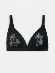 Góra od bikini braletka z haftem - czarny. Czarne bikini damskie Sinsay, bez wzorów. Za 25.99 zł.