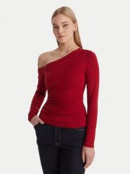 Guess Bluzka W6RP02 KC1J2 Czerwony Regular Fit. Czerwone bluzki damskie Guess, xs, z aplikacjami, z wiskozy, bez ramiączek. Za 299.99 zł.