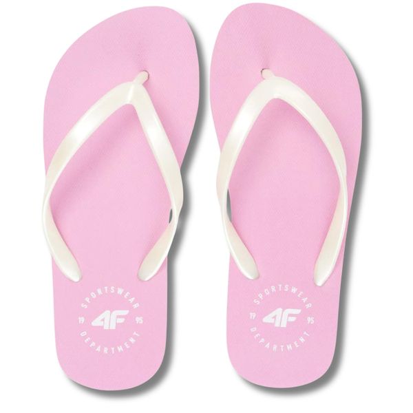 Japonki damskie 4F 4FMM00FFLIF018A. Czerwone klapki damskie 4f, bez wzorów, z gumy, bez obcasa. Za 69.99 zł.