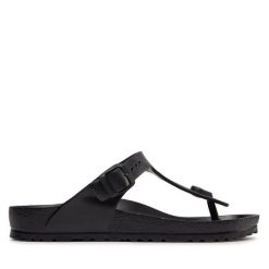Japonki Birkenstock. Czarne klapki damskie Birkenstock, bez wzorów, bez obcasa. Za 179.99 zł.