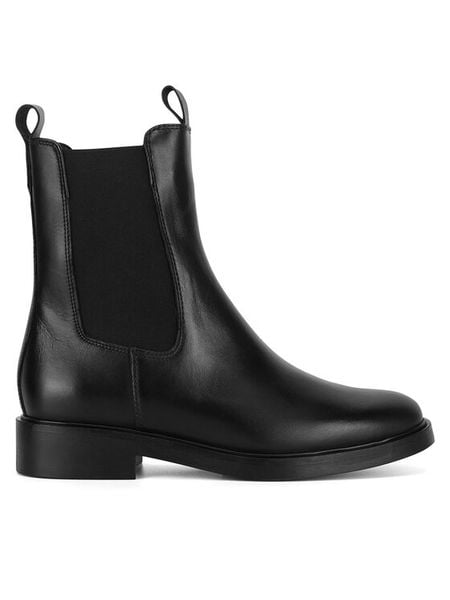 Gino Rossi Sztyblety C-ANITA-124-25215PE Czarny. Czarne botki damskie Gino Rossi, ze skóry, bez obcasa, na płaskiej podeszwie, bez zapięcia. Za 299.99 zł.