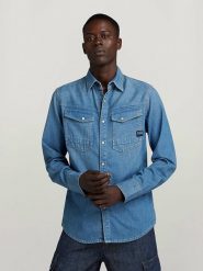 G-Star Koszula dżinsowa - Slim fit - w kolorze błękitnym rozmiar: M. Niebieskie koszule męskie G-Star, m, bez wzorów, z bawełny, bez kołnierzyka, bez ramiączek. Za 189.95 zł.