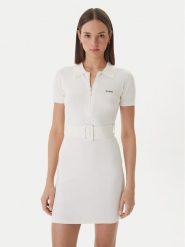 Guess Sukienka dzianinowa V6RK08 Z4642 Biały Slim Fit. Białe sukienki damskie Guess, s, z aplikacjami, z dzianiny, bez kołnierzyka, bez ramiączek. Za 524.99 zł.