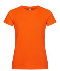 Clique New Classic-T Women Koszulka damska z ringspun cotton – visibility orange. Brązowe t-shirty damskie CLIQUE, xl, bez wzorów, z bawełny, bez kołnierzyka. Za 102.61 zł.
