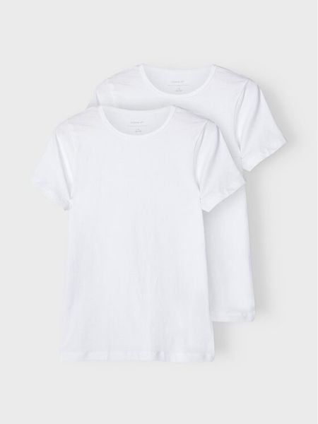 NAME IT Komplet t-shirtów 13209164 Biały Slim Fit. Białe t-shirty chłopięce Name it, bez wzorów, z bawełny, bez ramiączek. Za 49.99 zł.