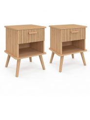 IDOMYA Factory Stoliki nocne (2 szt.) "Albane" w kolorze jasnobrązowym - 40 x 50 x 34 cm rozmiar: onesize. Brązowe koszule nocne damskie IDOMYA Factory, bez wzorów, z materiału. Za 304.99 zł.