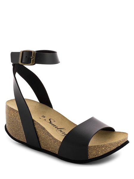 Sunbay Sandały "Peony" w kolorze czarnym na koturnie rozmiar: 41. Czarne sandały damskie Sunbay, bez wzorów, bez obcasa, na koturnie. Za 123.25 zł.