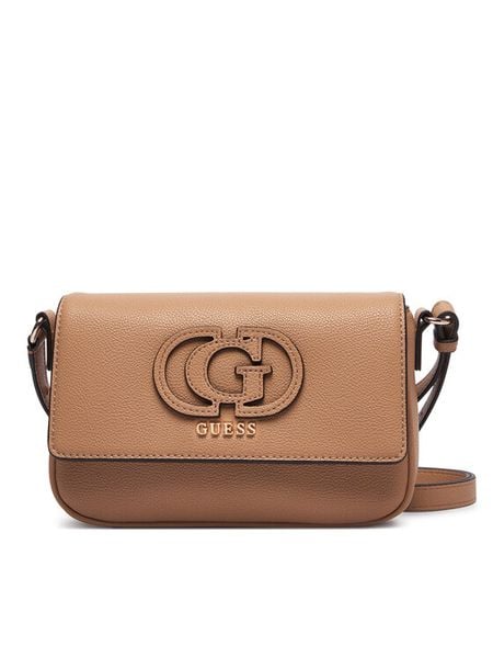 Guess Torebka Isola HWBG99 05210 Beżowy ciemny. Brązowe listonoszki damskie Guess, z aplikacjami, ze skóry, bez dodatków. Za 584.99 zł.