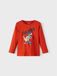 NAME IT Bluzka 13205201 Czerwony Regular Fit. Czerwone t-shirty chłopięce Name it, bez wzorów, z bawełny, bez ramiączek. Za 84.99 zł.
