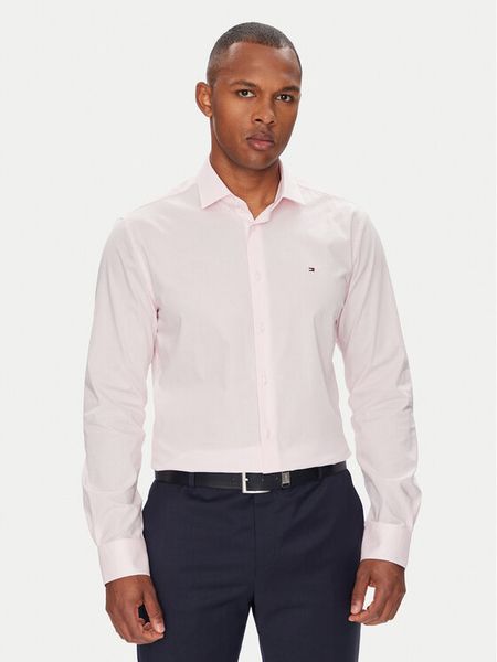 Tommy Hilfiger Koszula MW0MW38347 Różowy Slim Fit. Czerwone koszule męskie Tommy Hilfiger, m, bez wzorów, z bawełny, bez kołnierzyka, bez ramiączek. Za 329.99 zł.