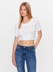 Guess Bluzka W3GI28 K68D2 Biały Boxy Fit. Białe bluzki damskie Guess, l, z aplikacjami, z wiskozy, bez ramiączek. Za 219.99 zł.
