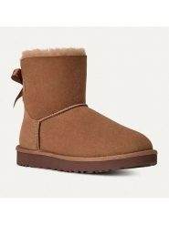 UGG Skórzane botki "Mini Bailey Bow II" w kolorze brązowym rozmiar: 37. Brązowe botki damskie Ugg, z wełny, bez obcasa, bez zapięcia. Za 869.59 zł.