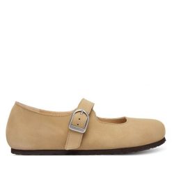 Baleriny Birkenstock. Brązowe baleriny damskie Birkenstock, bez wzorów, bez obcasa. Za 599.99 zł.