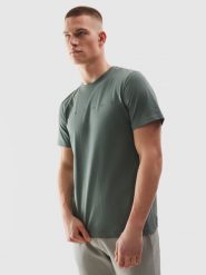 4F T-shirt regular z bawełny organicznej z nadrukiem męski - khaki S. Brązowe t-shirty męskie 4f, m, bez wzorów, z bawełny, bez kołnierzyka. W wyprzedaży za 39.99 zł.