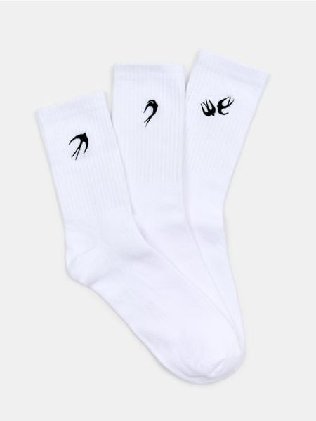 Skarpetki z haftem 3 pack - biały. Białe skarpetki damskie Sinsay, bez wzorów. Za 15.99 zł.