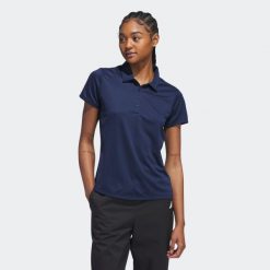 Koszulka polo do golfa damska ADIDAS. Niebieskie bluzki damskie Adidas, l, bez wzorów, klasyczne, bez kołnierzyka, bez ramiączek. Za 209.99 zł.