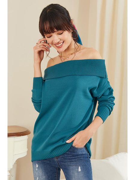 Milan Kiss Sweter w kolorze turkusowym rozmiar: XL. Niebieskie swetry klasyczne damskie Milan Kiss, xl, bez kołnierzyka. Za 100.52 zł.