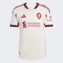 Koszulka Liverpool FC 25/26 Away Authentic. Białe t-shirty sportowe męskie Adidas, s, z materiału, bez ramiączek, do piłki nożnej. Za 649.00 zł.