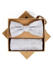 Finshley & Harding London Męska jedwabna muszka i poszetka Mężczyźni Jedwab (100%) beżowy|srebrny wzorzysty, ONE SIZE. Brązowe krawaty i muchy męskie Finshley & Harding London, bez wzorów, z jedwabiu, eleganckie. Za 179.95 zł.