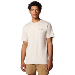 T-shirt sportowy z krótkim rękawem męski Kwick Hike Back Graphic SS Tee. Brązowe t-shirty męskie Columbia, l, bez wzorów, z elastanu, bez kołnierzyka. Za 149.99 zł.
