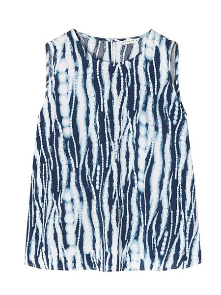 TATUUM Bluzka w kolorze granatowo-białym rozmiar: 40. Niebieskie bluzki damskie Tatuum, bez wzorów, z wiskozy, bez kołnierzyka, bez ramiączek. Za 70.08 zł.