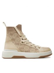 Guess Botki FLPMNN FAL12 Beżowy. Brązowe botki damskie Guess, z materiału, bez obcasa, na płaskiej podeszwie, bez zapięcia. Za 549.99 zł.