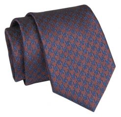 Krawat - ALTIES - Brązowy w Geometryczny Wzór. Brązowe krawaty i muchy męskie Alties, bez wzorów, z tkaniny, eleganckie. Za 49.00 zł.