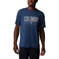 Koszulka sportowa męska Columbia Tech Trail Front Graphic SS z krótkim rękawem. Niebieskie t-shirty sportowe męskie Columbia, m, bez ramiączek. W wyprzedaży za 169.00 zł.