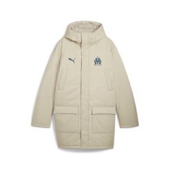 Męska zimowa kurtka Olympique Marsylia PUMA Putty Ocean Tropic Beige Blue. Brązowe kurtki męskie Puma, na zimę, m, bez wzorów, z materiału, klasyczne, bez kaptura. Za 550.50 zł.