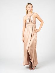 Pinko Sukienka "Groenlandia" | 100096 V0A3 | Kobieta | Cielisty. Sukienki damskie Pinko, bez wzorów, z poliesteru, eleganckie, bez kołnierzyka, bez ramiączek, maxi. W wyprzedaży za 499.00 zł.