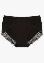 Czarne Bawełniane Majtki Figi Zdobione Koronką Idilene. Czarne figi damskie Renee, plus size, z aplikacjami, z bawełny. Za 9.99 zł.
