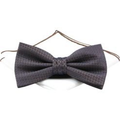 Mucha Brązowo-Granatowa z Białą Poszetką, w Drobny Wzór, Elegancka, Męska -CHATTIER. Niebieskie krawaty i muchy męskie Chattier, bez wzorów, z poliesteru, eleganckie. Za 59.00 zł.