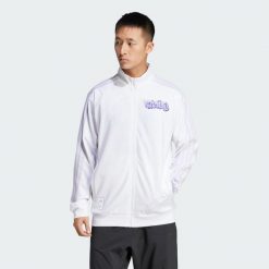 Bluza dresowa Real Madrid. Białe bluzy bez kaptura męskie Adidas, s, z dresówki. W wyprzedaży za 263.20 zł.