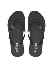 Guess Japonki E6GZ14 BB00F Czarny. Czarne klapki damskie Guess, z aplikacjami, z syntetyku, bez obcasa. Za 99.99 zł.