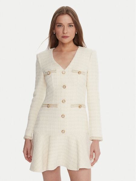 Marciano Guess Sukienka koktajlowa 5BGK36 7394A Écru Regular Fit. Sukienki damskie Marciano Guess, z aplikacjami, z syntetyku, wizytowe, bez kołnierzyka, bez ramiączek. Za 1,219.00 zł.