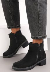 Czarne wężowe Botki Perice. Czarne botki damskie Renee, bez obcasa, na płaskiej podeszwie, bez zapięcia. Za 149.99 zł.