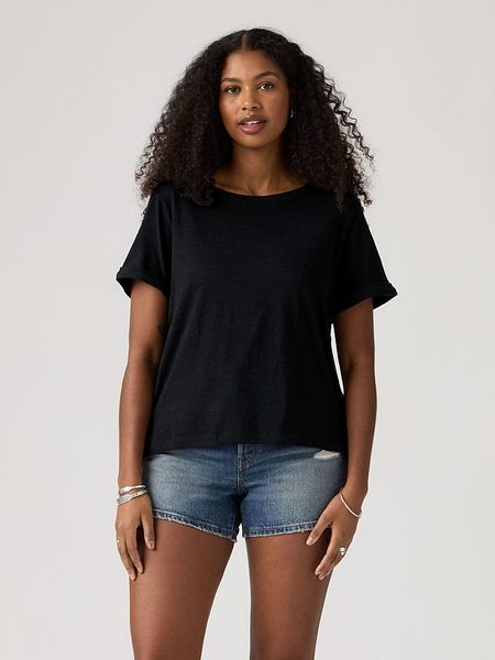 Levi's Koszulka "Julie" w kolorze czarnym rozmiar: S. Czarne bluzki damskie Levi's, s, bez wzorów, z bawełny, bez kołnierzyka, bez ramiączek. Za 90.95 zł.