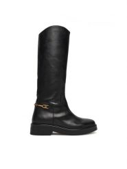 Tommy Hilfiger Oficerki Horsebit Riding FW0FW08863 Czarny. Czarne kozaki damskie Tommy Hilfiger, ze skóry, bez obcasa, na płaskiej podeszwie. Za 949.99 zł.